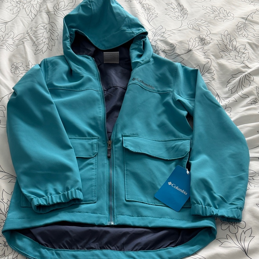 New Columbia Kids' Teal Raincoat with Hood Youth size 7-8